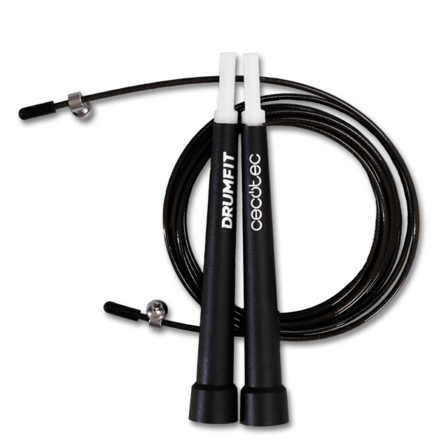 DrumFit Speed Rope Comba de velocidad profesional hecha de acero con agarres ergonómicos para entrenamientos de alta intensidad. Ajustable, 300 cm de largo y con sistema SmoothBearing 360º.