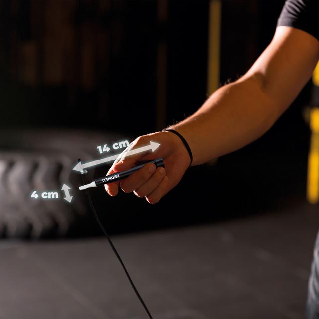 DrumFit Speed Rope Comba de velocidad profesional hecha de acero con agarres ergonómicos para entrenamientos de alta intensidad. Ajustable, 300 cm de largo y con sistema SmoothBearing 360º.