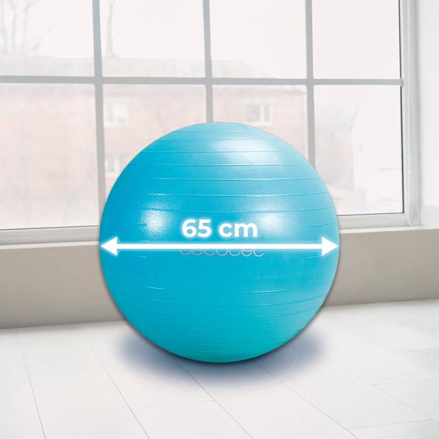 DrumFit 65 Fitball Pelota de fitness de 65 cm de diámetro para realizar ejercicios de tonificación y fortalecimiento además de estiramientos. Ideal para ejercitar piernas, brazos, abdomen, glúteo y espalda. Inflador incluido.