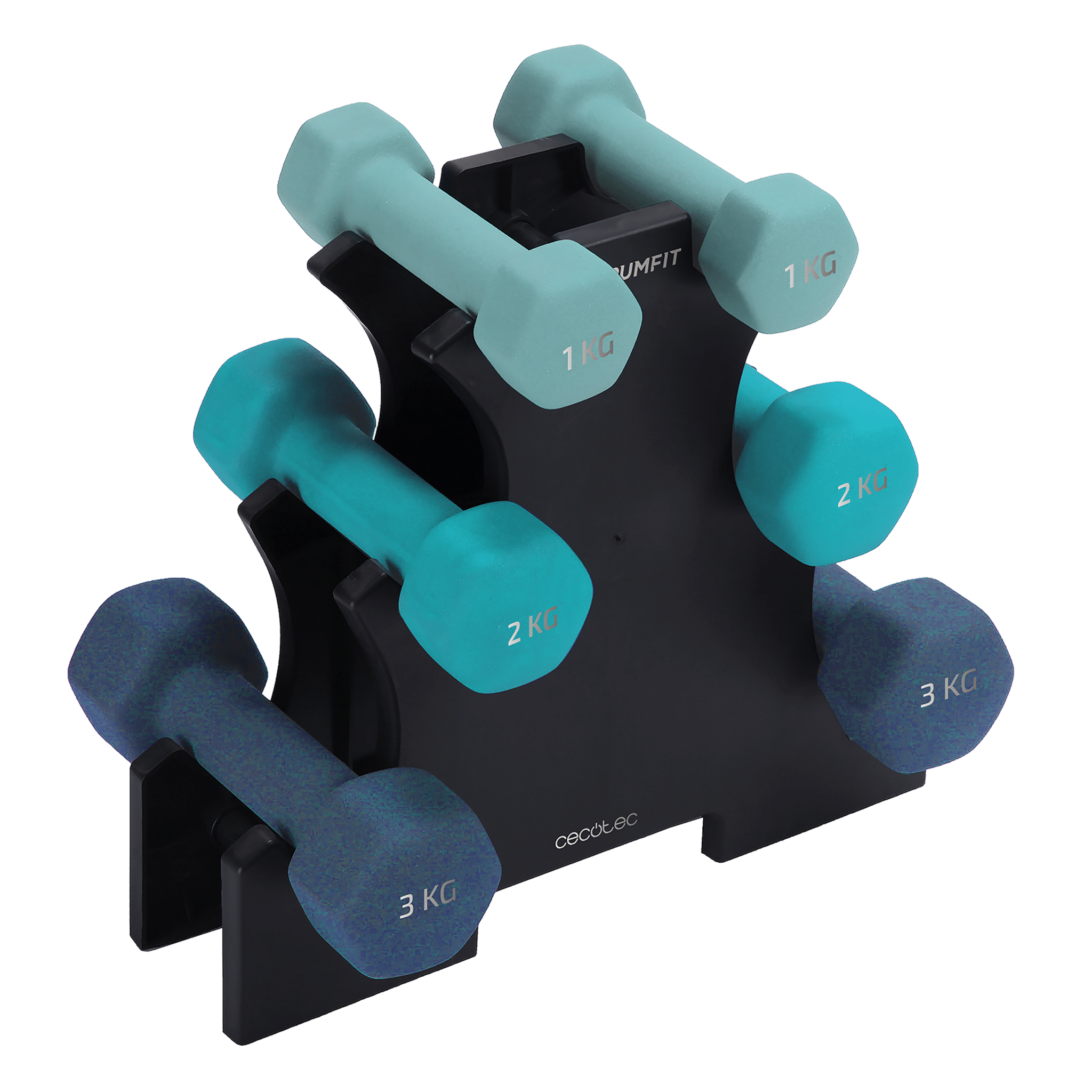 DrumFit Dumbbell 123 Neoprene Set Conjunto De 6 Halteres De 1 2 E 3 Kg 