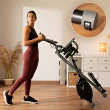 DrumFit X-Bike 3000 Neo Pro Cyclette pieghevole. Volano 3kg. Sistema MultiTrainer: due elastici e una piattaforma rotante per la torsione della vita e dei fianchi. Schermo a cristalli liquidi. Resistenza magnetica variabile. Sella comoda. Supporto tablet e ruote di trasporto.