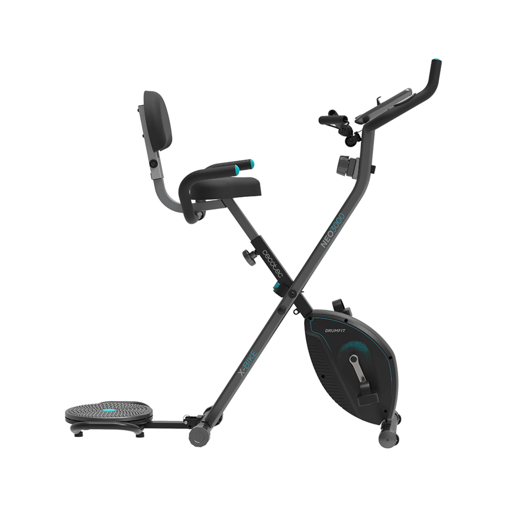 Cecotec Bicicleta Estática Plegable con Respaldo DrumFit X-Bike Neo Pro.  Pantalla LCD, Resistencia Magnética Variable