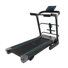 DrumFit WayHome 1800 Runner Sprint Cinta de correr plegable con potencia de 2200 W. De 1 a 18 Km/h. 12 programas predefinidos. Panel de control LCD. Superficie de carrera de 133x46 cm con amortiguación. Sistema de inclinación manual y sistema de plegado vertical automático. Mancuernas y barra para abdominales. Plegable, con ruedas de transporte, pulsómetro, sistema de seguridad magnético y soporte para botella y dispositivos.