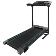 DrumFit WayHome 1200 Runner Sprint Cinta de correr plegable con potencia de 1100 W. De 1 a 12 Km/h. 12 programas predefinidos. Panel de control LED. Superficie de carrera de 110x40 cm. Plegable, con ruedas de transporte, sistema de seguridad magnético, pulsómetro, inclinación manual y soporte para dispositivos.