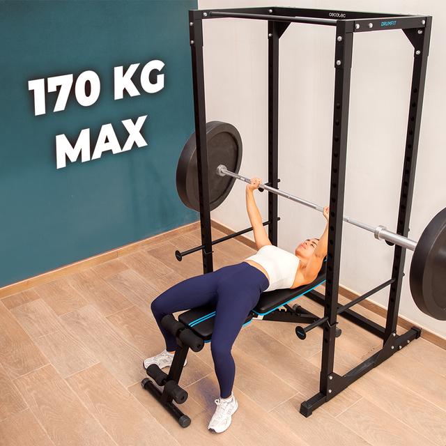 Drumfit SetUp 7000 Banco de musculación para pesas acolchado, plegable, ajustable en 7 niveles y reclinable hasta 180º. Con almohadillas antideslizantes. Entrenamiento cuerpo completo.