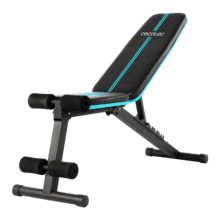 Drumfit SetUp 7000 Banco de musculación para pesas acolchado, plegable, ajustable en 7 niveles y reclinable hasta 180º. Con almohadillas antideslizantes. Entrenamiento cuerpo completo.