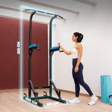 Drumfit PullUps 4000 Power tower. Chaise romaine multifonction Barre de traction et dips. Rembourrée et dotée de poignées antidérapantes. Hauteur réglable. Poids maximal : 150 kg.