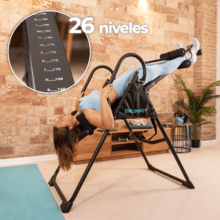 Drumfit Inversion 1800 Tabla de inversión plegable con inversión total. Cinturón y almohadillas de seguridad. 26 niveles ajustables. Altura ajustable entre 147 y 198 cm.