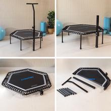 Drumfit Jump 1270 Trampolín de fitness cama elástica. 127 cm de diámetro. Altura ajustable en 6 niveles. Base de 7 patas. Máximo peso del usuario 100 Kg. Plegable.