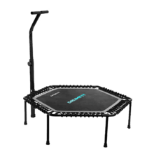 Drumfit Jump 1270 Trampolim de fitness. 127 cm de diâmetro. Altura ajustável em 6 níveis. Base com 7 pés. Peso máximo do utilizador de 100 kg.