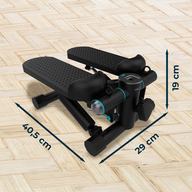 Stepper Drumfit StepTrain 1000 Band Stepper con bandas elásticas de resistencia. Pantalla LCD. Pedales antideslizantes. Resistencia manual. Máximo peso del usuario 100 Kg.