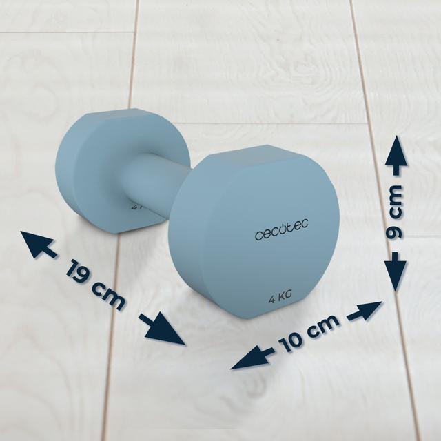 Drumfit 400 DoubleNeo Set de 2 mancuernas de 4 Kg con recubrimiento de neopreno antideslizante. Medidas 19x10x9cm.