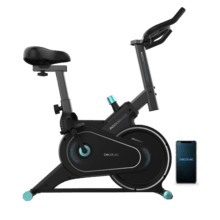 Drumfit Indoor 4000 Magnetic Connected Bicicleta de resistência magnética de interior com volante de inércia de 4 kg, APP, 10 níveis de resistência manual, rodas de transporte e suporte para tablet.
