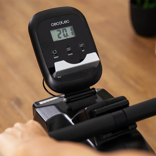 Pantalla LCD de la máquina de remo Cecotec DrumFit Rower 5500 Regatta