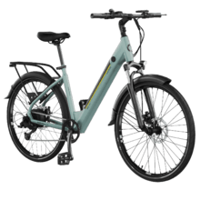 Bicicleta eléctrica Urban Bicicleta eléctrica de ciudad 28" con 90Km de autonomía, suspension delantera, cambio Shimano de 7 velocidades y doble disco de freno.