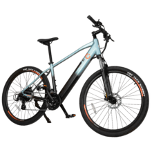 Mountain Ventus Bicicleta de montanha elétrica com 90 km de autonomia, suspensão dianteira, caixa de velocidades shimano de 24 velocidades e travão hidráulico de disco duplo.