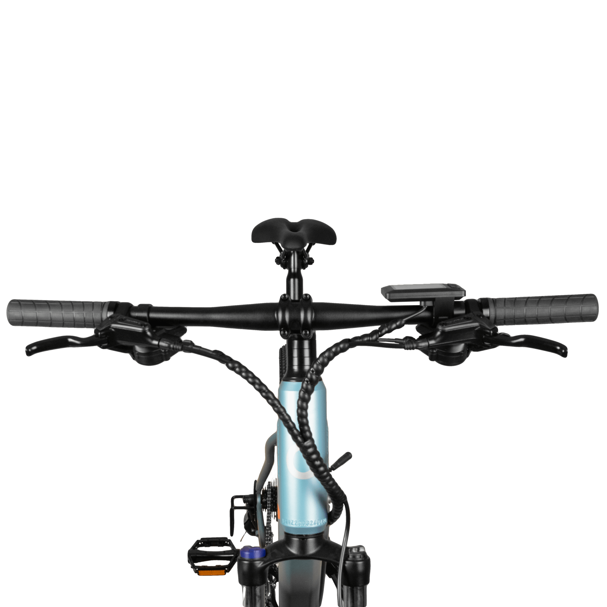Vista frontal del manillar de la bicicleta eléctrica Cecotec Mountain Ventus