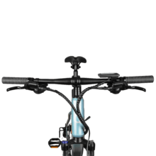 Mountain Ventus Bicicleta de montanha elétrica com 90 km de autonomia, suspensão dianteira, caixa de velocidades shimano de 24 velocidades e travão hidráulico de disco duplo.