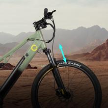 Mountain bike elettrica Mountain Millor 27,5", con 90Km di autonomia, doppia sospensione, cambio Shimano 18 velocità e doppio disco freno idraulico.