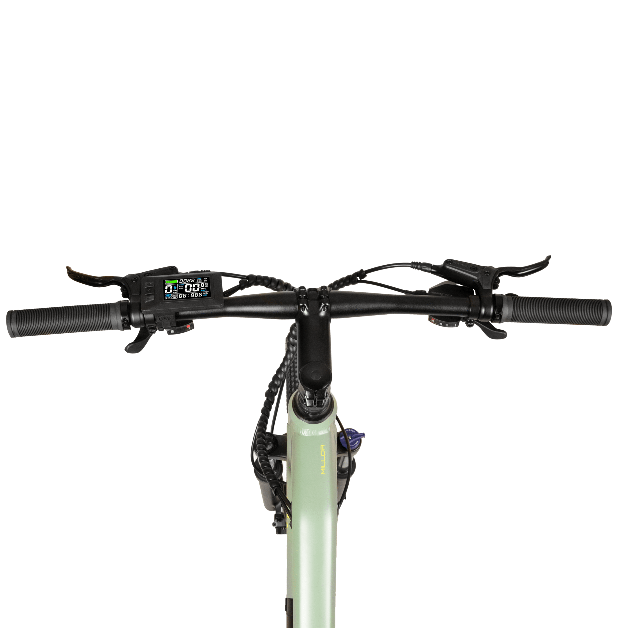 Manillar y display LCD de la bicicleta eléctrica Cecotec Mountain Millor