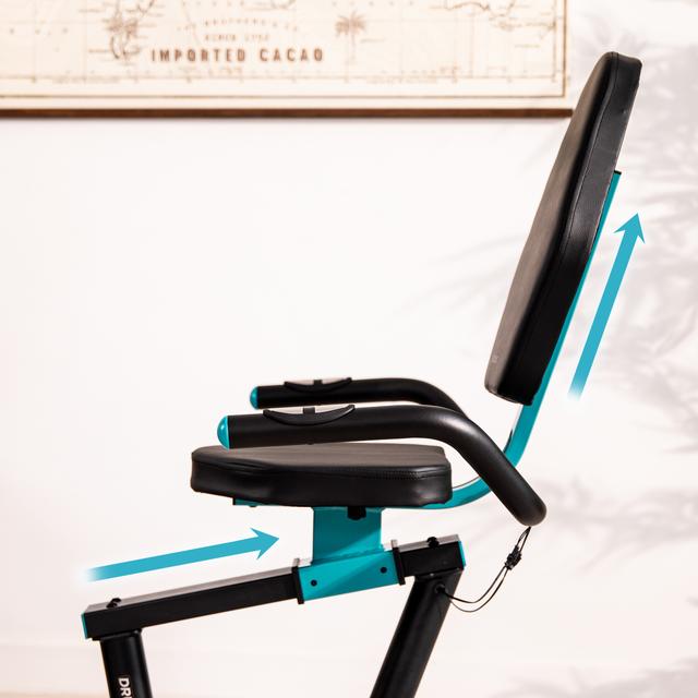 DrumFit Static 6000 Seat Cyclette reclinabile con 8 livelli di resistenza magnetica. Volano da 6 kg. Display LCD. Cardiofrequenzimetro. Supporto per dispositivi. Ruote di trasporto.
