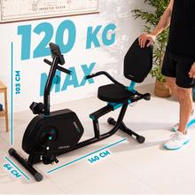 DrumFit Static 6000 Seat Liegeergometer mit 8 magnetischen Widerstandsstufen. 6 kg. Schwungrad. LCD-Display. Herzfrequenzmessgerät. Display-Halterung. Transporträder.