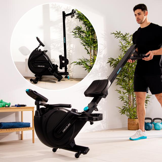 Máquina de remo Cecotec DrumFit Rower 9000 Regatta plegada para almacenamiento