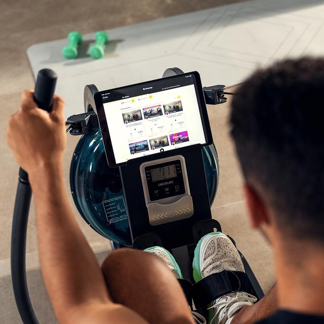 Drumfit Rower 20000 Neptuno Rudergerät mit Wasserwiderstand und 11-Liter-Behälter. APP. Horizontal verstellbarer Sattel. LCD-Bildschirm. Display-Halterung. Doppelter Lenker.