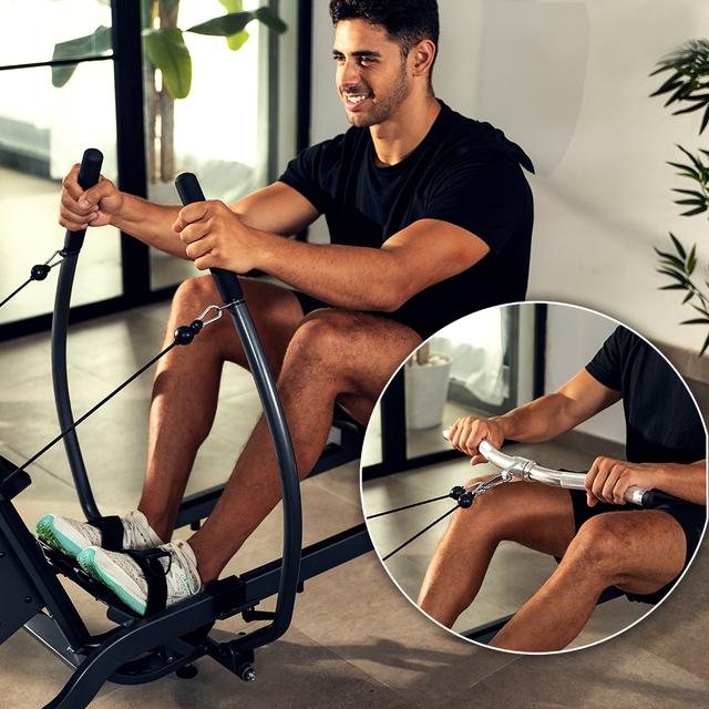 Drumfit Rower 20000 Neptuno Rudergerät mit Wasserwiderstand und 11-Liter-Behälter. APP. Horizontal verstellbarer Sattel. LCD-Bildschirm. Display-Halterung. Doppelter Lenker.