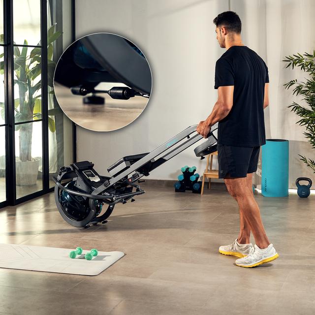 Drumfit Rower 20000 Neptuno Rudergerät mit Wasserwiderstand und 11-Liter-Behälter. APP. Horizontal verstellbarer Sattel. LCD-Bildschirm. Display-Halterung. Doppelter Lenker.