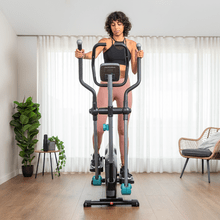 Drumfit Elliptical 8000 Magno Bicicleta elíptica de resistência magnética com 8 níveis ajustáveis ​​manualmente. Volante de 8 kg. Passo de 38 cm. Pulsômetro. Ecrã LCD. Suporte ao dispositivo.