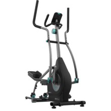 Drumfit Elliptical 8000 Motor Pro Ellittica con resistenza magnetica regolabile a motore. APP. Pieghevole. Display LCD con supporto per dispositivi. Volano inerziale da 8 kg. Cardiofrequenzimetro. Passo di 40 cm. Peso massimo 110 kg e altezza massima 190 cm.