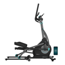 Drumfit Elliptical 8000 Motor Pro Ellipsentrainer mit motorisch verstellbarem Magnetwiderstand. APP.  Klappbar. LCD-Display mit Geräteunterstützung. 8 kg Schwungrad. Herzfrequenzmessgerät. Schrittlänge 40 cm. Höchstgewicht 110 kg und Höchstgröße 190 cm.