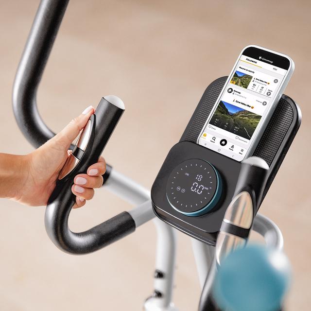 Drumfit Elliptical 8000 Motor Pro Cyclette con resistenza magnetica regolabile a motore. APP.  Pieghevole. Display LCD con supporto per dispositivi. Volano inerziale da 8 kg. Cardiofrequenzimetro. Passo di 40 cm.