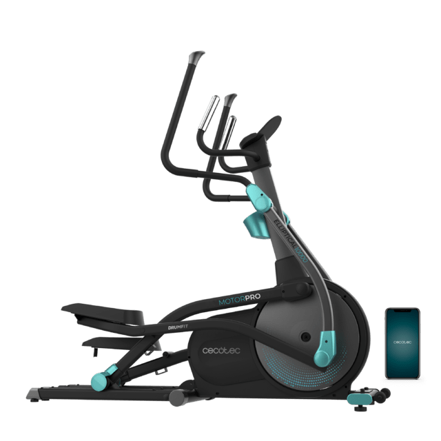 Bicicleta elíptica CECOTEC DrumFit Elliptical 10000 Motor Pro vista lateral con app
