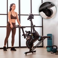 DrumFit Indoor 6000 Compact Bicicleta de ciclismo indoor compacta con volante de inercia de 6 Kg. Pantalla LCD. Soporte para dispositivos. Ruedas de transporte. Resistencia ajustable. Sillín y manillar ajustables. Peso máximo de 120 kg y altura máxima 175 cm.