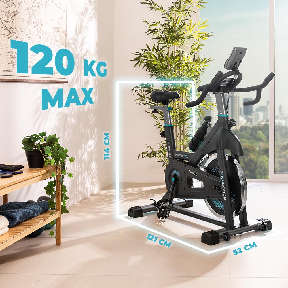 Medidas y peso máximo de usuario de la bicicleta Cecotec DrumFit Indoor 20000 Race