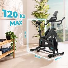 DrumFit Indoor 20000 Race Bicicleta de ciclismo indoor con volante de inercia de 20 Kg. Pulsómetro. Pantalla LCD. Doble soporte para dispositivos y soporte para botella. Manillar deportivo. Ruedas de transporte. Sillín ajustable vertical y horizontalmente. Peso máximo de 120 kg y altura máxima 190 cm.