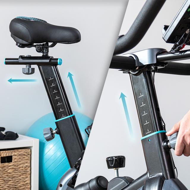 DrumFit Indoor 15000 Magnetic Connected Cyclette indoor con sistema di resistenza magnetica regolabile. App. Volano da 15 kg. Display LCD. Supporto per dispositivi e bottiglia. Cardiofrequenzimetro. Comodo sellino in gel.