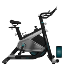 DrumFit Indoor 15000 Magnetic Connected Bicicleta de interior com sistema de resistência magnética ajustável. APP. Volante de inércia de 15 kg. Ecrã LCD. Suporte para dispositivo e porta-garrafas. Monitor cardíaco. Selim de gel confortável.