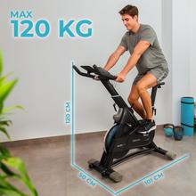 DrumFit Indoor 24000 Magnetic Connected Bicicleta de interior com sistema de resistência magnética ajustável. APP. Volante de inércia de 24 kg. Ecrã LCD. Suporte para dispositivo. Monitor cardiaco.