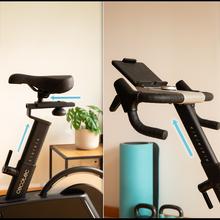 DrumFit Indoor Professional Incline Bicicleta profissional de interior com resistência e inclinação motorizadas. APP. Volante de inércia de 10 kg em alumínio. 16 níveis de inclinação. 32 níveis de resistência. Ecrã tátil. Peso máximo do utilizador 110 kg. Rodas de transporte. Suporte para dispositivo.