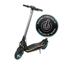 Monopattino elettrico Bongo Serie S+ Max Infinity Series con potenza massima di 750 W e sospensione posteriore per una guida più sportiva. Autonomia fino a 30 km, pneumatici tubeless da 10 pollici e 3 modalità di guida (Pedone, Comfort e Sport).