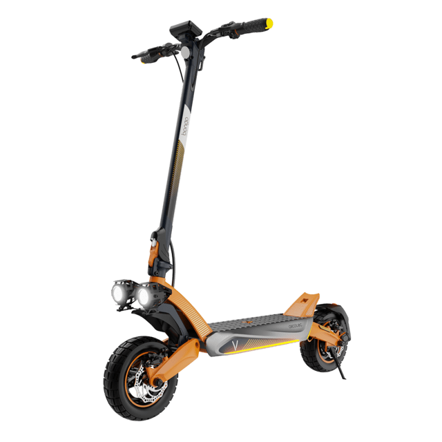 Vista lateral del patinete eléctrico CECOTEC Bongo V70 Connected con doble suspensión