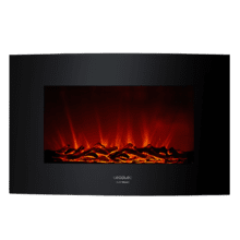 Chimenea eléctrica Ready Warm 3500 Curved Flames M. Potencia máxima 2000 W, Tamaño 35", 2 niveles de potencia, Mando a distancia, Panel curvo de cristal templado, Temporizador, 30 m2