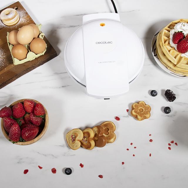 Máquina de waffles elétrica 3 em 1 Fun Gofrestone 3in1. 700 W, placas intercambiáveis com revestimento ecológico, design circular, indicador luminoso, proteção contra sobreaquecimento