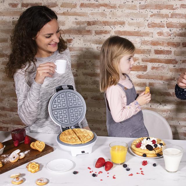 Máquina de waffles elétrica 3 em 1 Fun Gofrestone 3in1. 700 W, placas intercambiáveis com revestimento ecológico, design circular, indicador luminoso, proteção contra sobreaquecimento