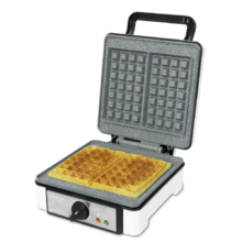 Fun Gofrestone Double - Máquina de waffles Revestimento antiaderente RockStone, Termóstato ajustável, Wafles de grande formato, 1200 W