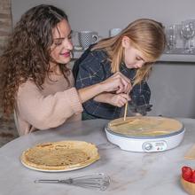 Máquina para crepes Fun Crepestone. 1000 W, Placa com revestimento antiaderente RockStone, Termóstato ajustável, Rolo de espalhamento e Espátula Incluído, 30,5 cm