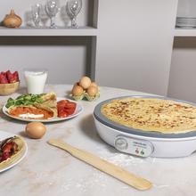 Fun Crepestone Crêpesmaker 1000 W, antihaftbeschichtete RockStone-Platte, einstellbarer Thermostat, Streuwalze und Spatel im Lieferumfang enthalten, Kontrollleuchte, 30,5 cm